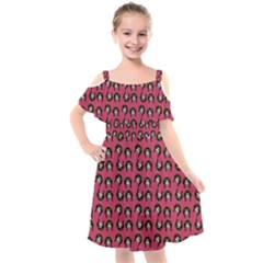 Retro Girl Daisy Chain Pattern Pink Kids  Cut Out Shoulders Chiffon Dress by snowwhitegirl