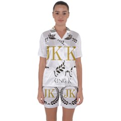 Jk Logo Square Satin Short Sleeve Pyjamas Set by Jeanskings