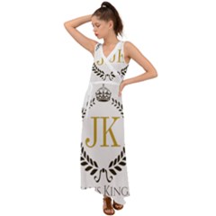 Jk Logo Square V-neck Chiffon Maxi Dress by Jeanskings