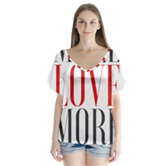 More Love More V-neck Flutter Sleeve Top by Lovemore