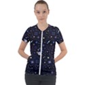 Starry Night  Space Constellations  Stars  Galaxy  Universe Graphic  Illustration Short Sleeve Zip Up Jacket View1