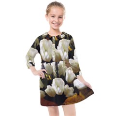 Tulips 1 3 Kids  Quarter Sleeve Shirt Dress by bestdesignintheworld