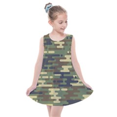 Curve Shape Seamless Camouflage Pattern Kids  Summer Dress by Vaneshart