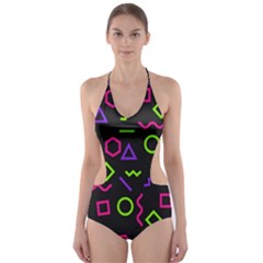 Geometric Seamless Pattern Cut-out One Piece Swimsuit by Vaneshart