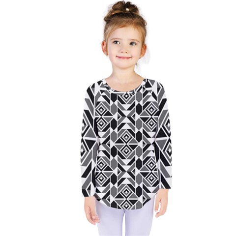 Graphic Design Decoration Abstract Seamless Pattern Kids  Long Sleeve Tee by Vaneshart