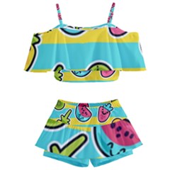 Summer Fruits Patterns Kids  Off Shoulder Skirt Bikini by Vaneshart