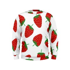 Seamless Pattern Fresh Strawberry Kids  Sweatshirt by Vaneshart