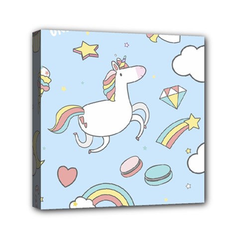 Unicorn Seamless Pattern Background Vector Mini Canvas 6  X 6  (stretched) by Sobalvarro