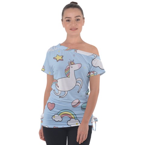 Unicorn Seamless Pattern Background Vector Tie-up Tee by Sobalvarro