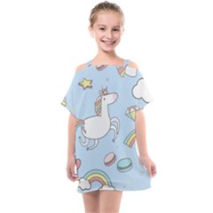 Unicorn Seamless Pattern Background Vector Kids  One Piece Chiffon Dress by Sobalvarro