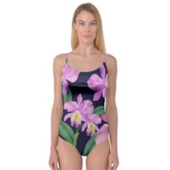 Vector Hand Drawn Orchid Flower Pattern Camisole Leotard  by Sobalvarro