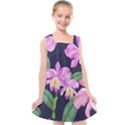 Vector Hand Drawn Orchid Flower Pattern Kids  Cross Back Dress View1