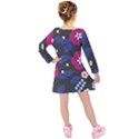 Vector Seamless Flower And Leaves Pattern Kids  Long Sleeve Velvet Dress View2