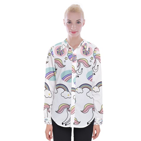 Cute Unicorns With Magical Elements Vector Womens Long Sleeve Shirt by Sobalvarro