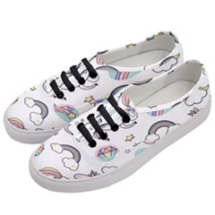 Cute Unicorns With Magical Elements Vector Women s Classic Low Top Sneakers by Sobalvarro