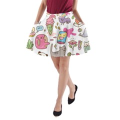 Set Kawaii Doodles A-line Pocket Skirt by Vaneshart