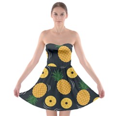 Seamless Pattern Pineapple Pattern Strapless Bra Top Dress by Vaneshart