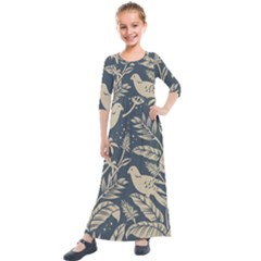 Birds Nature Design Kids  Quarter Sleeve Maxi Dress by Vaneshart