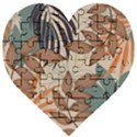 Trend Abstract Seamless Pattern With Colorful Tropical Leaves Plants Beige Wooden Puzzle Heart View1