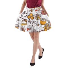 Honey Seamless Pattern A-line Pocket Skirt by Vaneshart