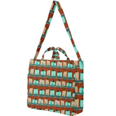 Bluegreen Pumpkins Square Shoulder Tote Bag by bloomingvinedesign