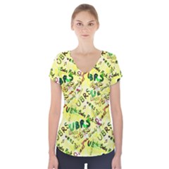 Ubrs Yellow Short Sleeve Front Detail Top by Rokinart