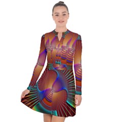 Lines Rays Background Light Rainbow Long Sleeve Panel Dress by Bajindul