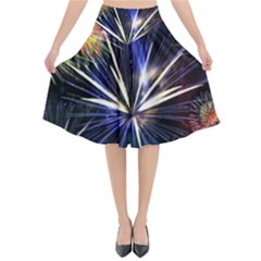 Fireworks Rocket Night Lights Flared Midi Skirt by HermanTelo