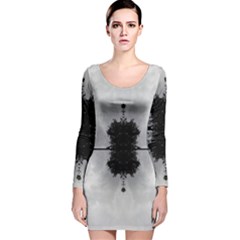 Cloud Island With A Horizon So Clear Long Sleeve Velvet Bodycon Dress by pepitasart