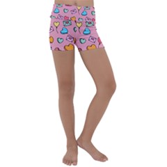 Candy Pattern Kids  Lightweight Velour Yoga Shorts by Sobalvarro