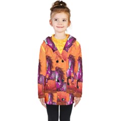 Wonderful Fantasy Horse In A Autumn Landscape Kids  Double Breasted Button Coat by FantasyWorld7