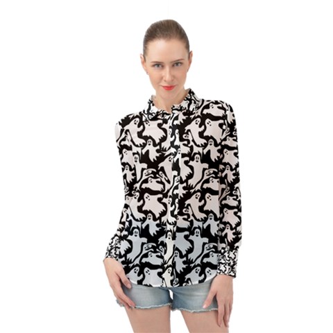 Ghosts Long Sleeve Chiffon Shirt by bloomingvinedesign