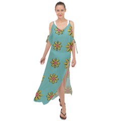 Fantasy Fauna Floral In Sweet Green Maxi Chiffon Cover Up Dress by pepitasart