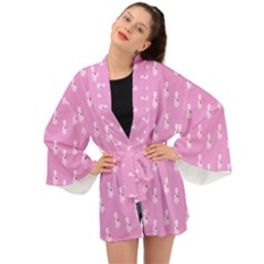 Skeleton Pink Long Sleeve Kimono by snowwhitegirl