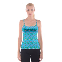 Carnation Pattern Blue Spaghetti Strap Top by snowwhitegirl