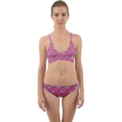 Carnation Pattern Pink Wrap Around Bikini Set by snowwhitegirl