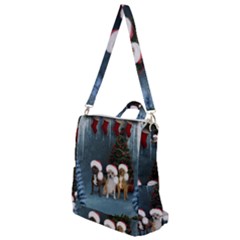 Christmas, Cute Dogs With Christmas Hat Crossbody Backpack by FantasyWorld7