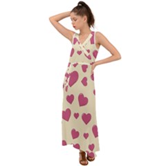 Flat Love Symbol Pattern V-neck Chiffon Maxi Dress by Vaneshart