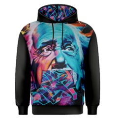 Albert Einstein Retro Wall Graffiti Blue Pink Orange Modern Urban Art Grunge Men s Pullover Hoodie by snek