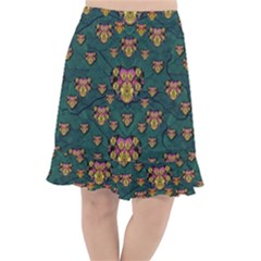 Hearts And Sun Flowers In Decorative Happy Harmony Fishtail Chiffon Skirt by pepitasart