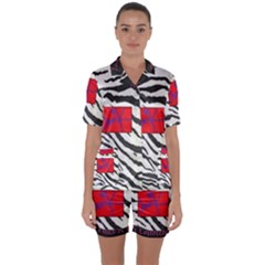 Striped By Traci K Satin Short Sleeve Pyjamas Set by tracikcollection