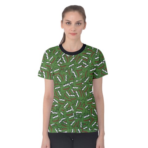 Pepe The Frog Face Pattern Green Kekistan Meme Women s Cotton Tee by snek