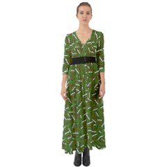 Pepe The Frog Face Pattern Green Kekistan Meme Button Up Boho Maxi Dress by snek