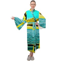 Pop Art Beach Umbrella  Maxi Velour Kimono by essentialimage