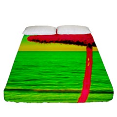 Pop Art Beach Umbrella Fitted Sheet (queen Size) by essentialimage