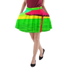 Pop Art Beach Umbrella A-line Pocket Skirt by essentialimage