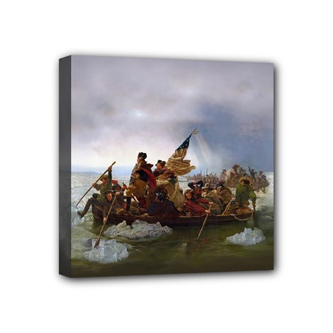 George Washington Crossing Of The Delaware River Continental Army 1776 American Revolutionary War Original Painting Mini Canvas 4  X 4  (stretched) by snek