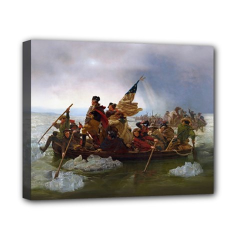 George Washington Crossing Of The Delaware River Continental Army 1776 American Revolutionary War Original Painting Canvas 10  X 8  (stretched) by snek