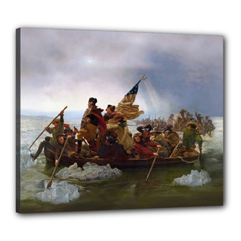 George Washington Crossing Of The Delaware River Continental Army 1776 American Revolutionary War Original Painting Canvas 24  X 20  (stretched) by snek