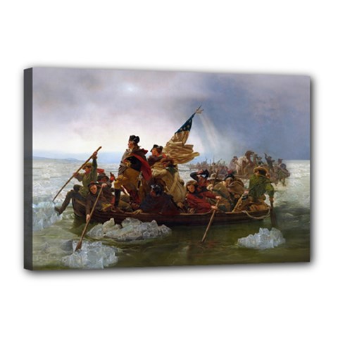 George Washington Crossing Of The Delaware River Continental Army 1776 American Revolutionary War Original Painting Canvas 18  X 12  (stretched) by snek